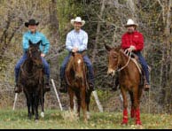 JOHN LYONS, riding Charlie, JOSH LYONS (center) riding Flash and TIM DOUD on Diamond Creek Angel